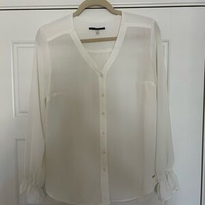 Tahari Cream V-Neck Blouse